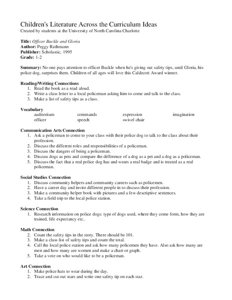 Officer Buckle and Gloria Lesson Plan