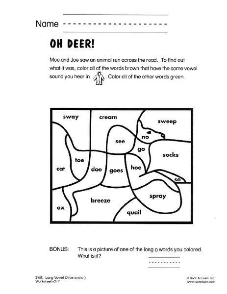 Oh Deer! Worksheet