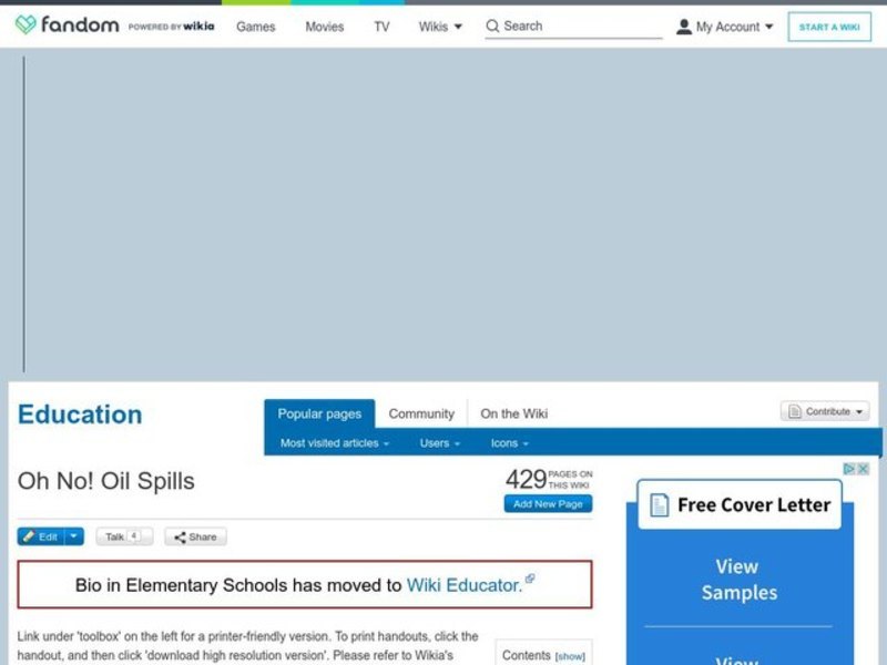 Oh No! Oil Spills Lesson Plan