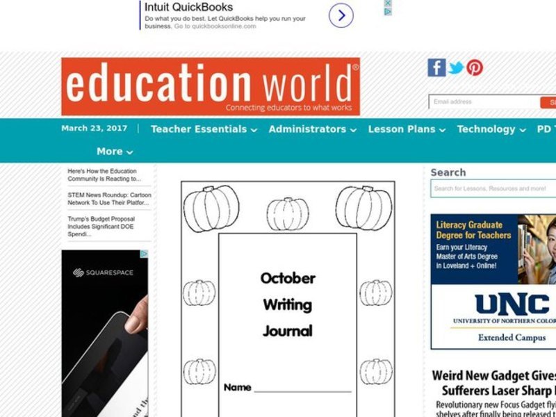 October Writing Journal Lesson Plan