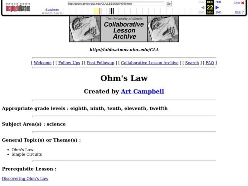 Ohm's Law Lesson Plan