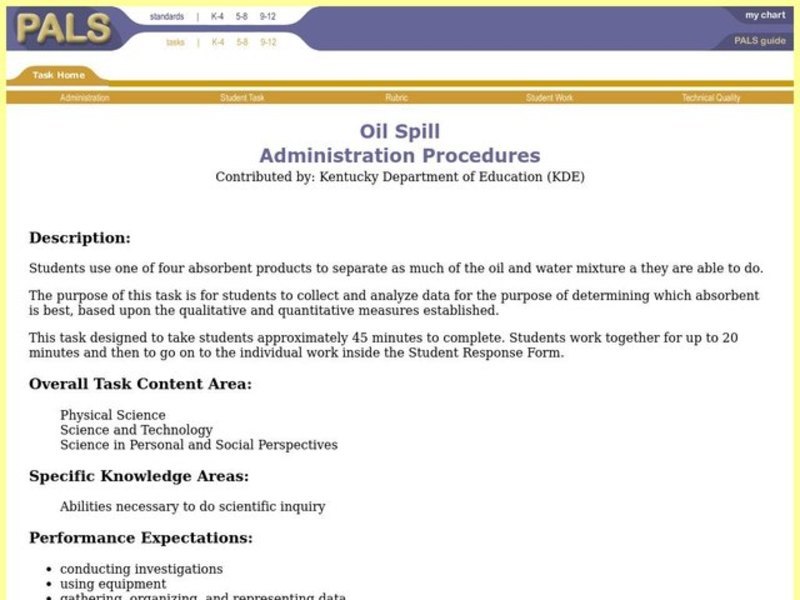 Oil Spill Lesson Plan