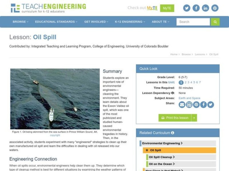 Oil Spill Lesson Plan