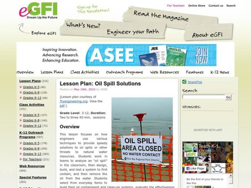 Oil Spill Solutions Lesson Plan