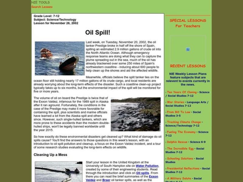 Oil Spill! Lesson Plan
