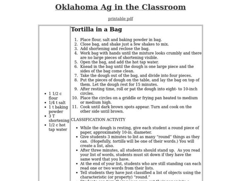 Oklahoma Ag in the Classroom  Lesson Plan