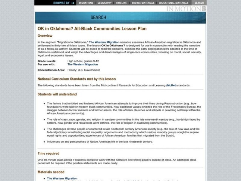 OK in Oklahoma? All-Black Communities Lesson Plan