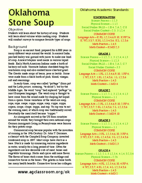 Oklahoma Stone Soup Lesson Plan
