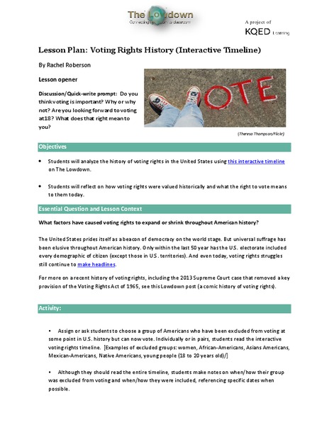 Voting Rights History Lesson Plan