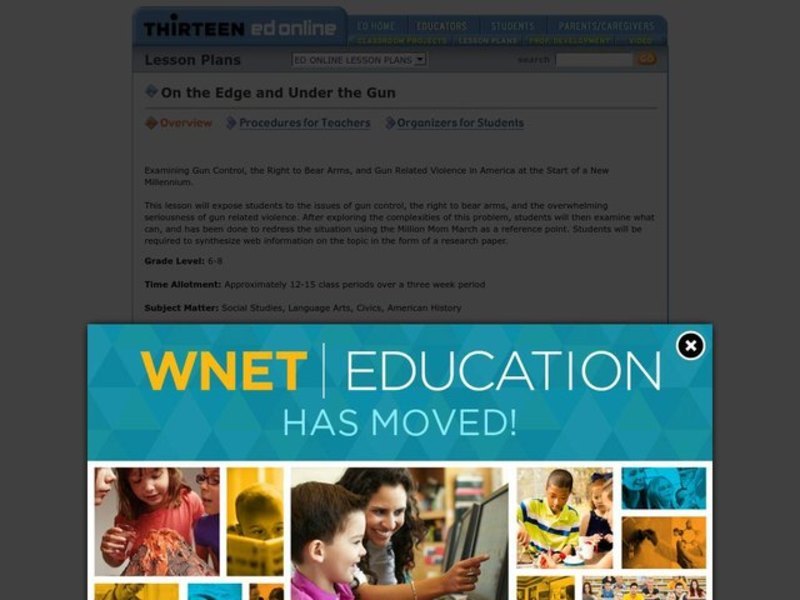 On the Edge and Under the Gun Lesson Plan