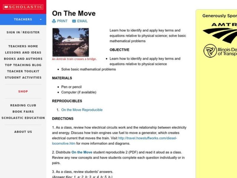 On The Move Lesson Plan