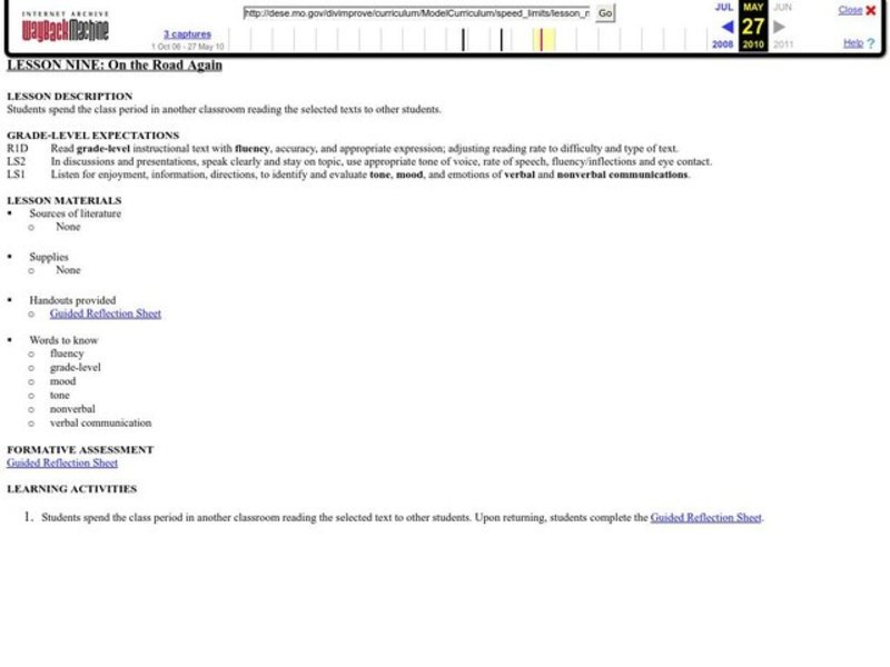 On the Road Again Lesson Plan