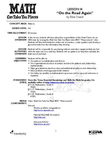 On the Road Again Lesson Plan