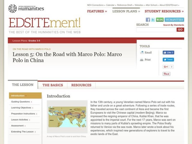 On the Road with Marco Polo: Marco Polo in China Lesson Plan