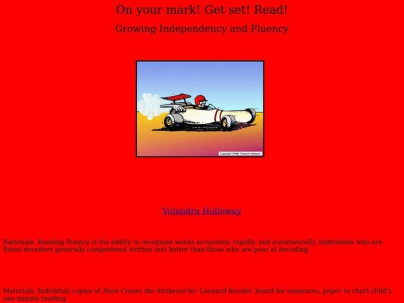 On Your Mark, Get Set, Read Lesson Plan