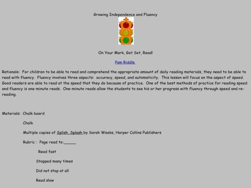 On Your Mark, Get Set, Read Lesson Plan