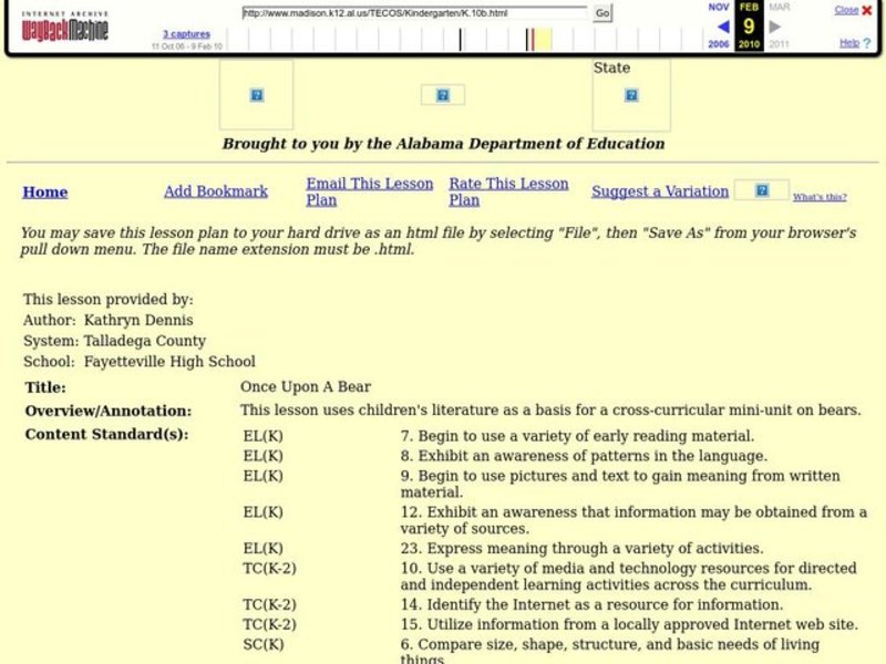 Once Upon A Bear Lesson Plan