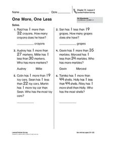 One More, One Less Worksheet
