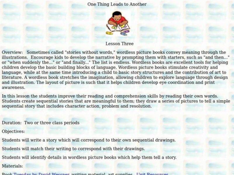 One Thing Leads to Another Lesson Plan