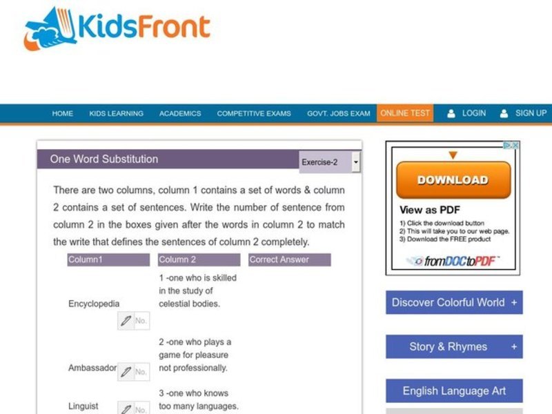 One Word Substitution 2 Interactive