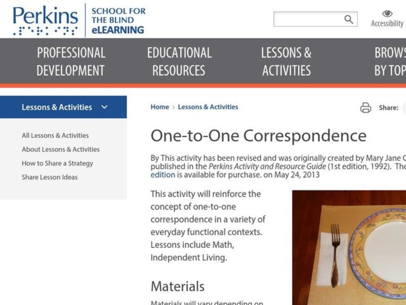 One-to-One Correspondence Lesson Plan