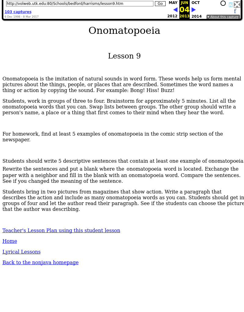 Onomatopoeia Lesson Plan