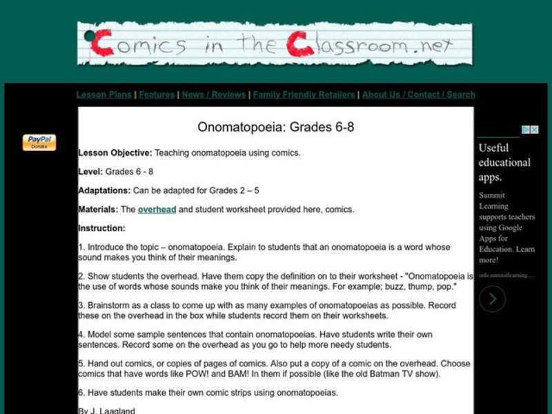 Onomatopoeia Lesson Plan
