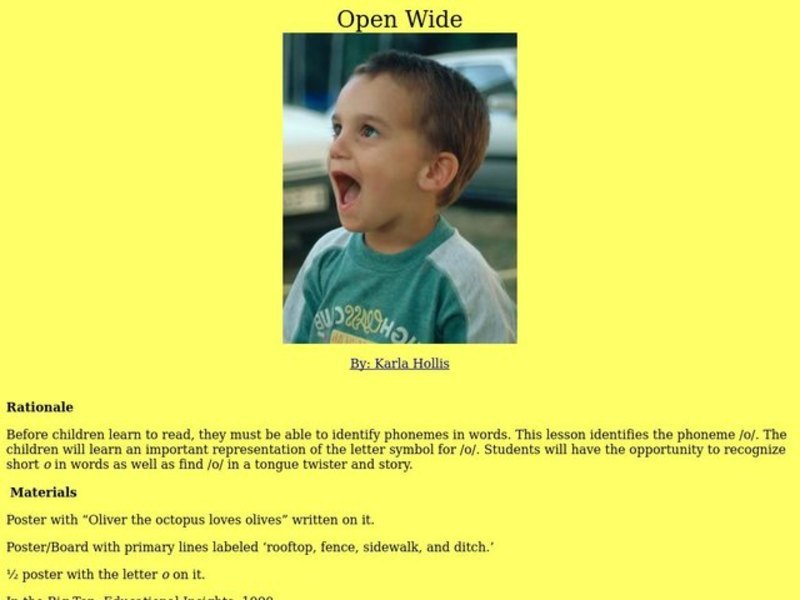 Open Wide Lesson Plan