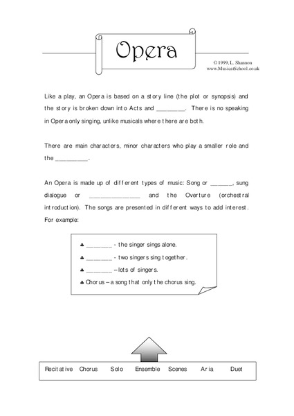 Opera Worksheet