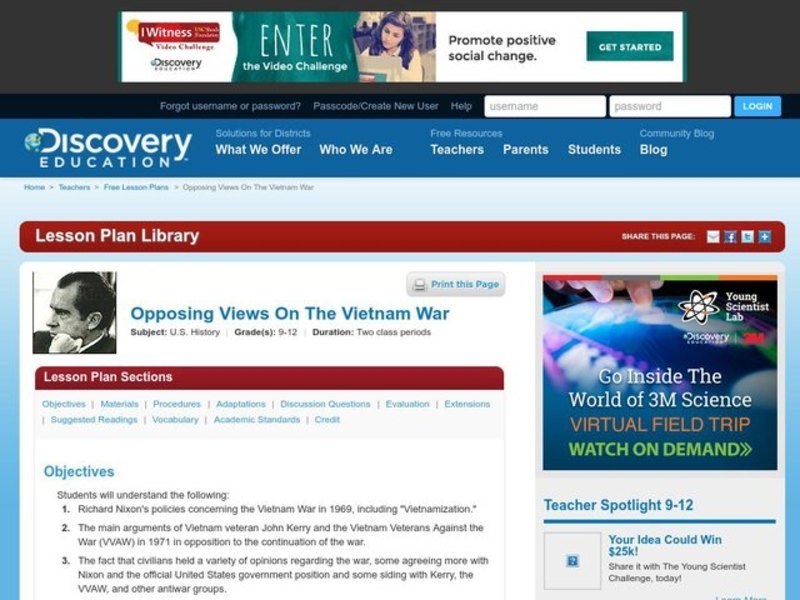 Opposing Views on the Vietnam War Lesson Plan