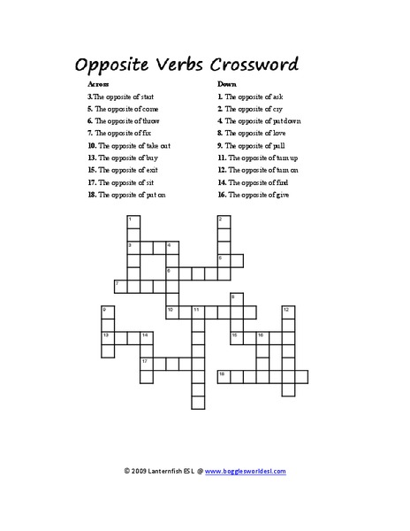 Opposite Verbs Worksheet