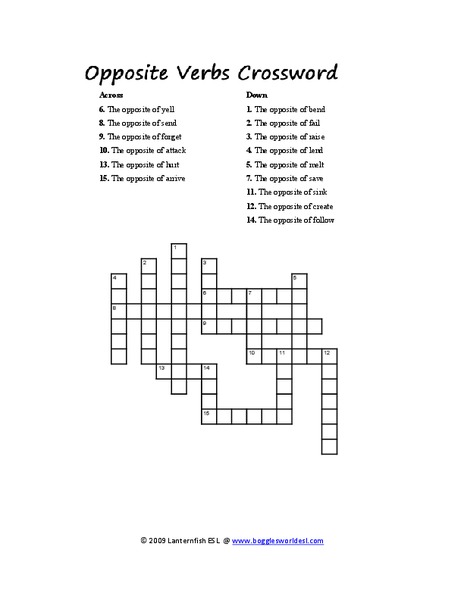 Opposite Verbs Worksheet