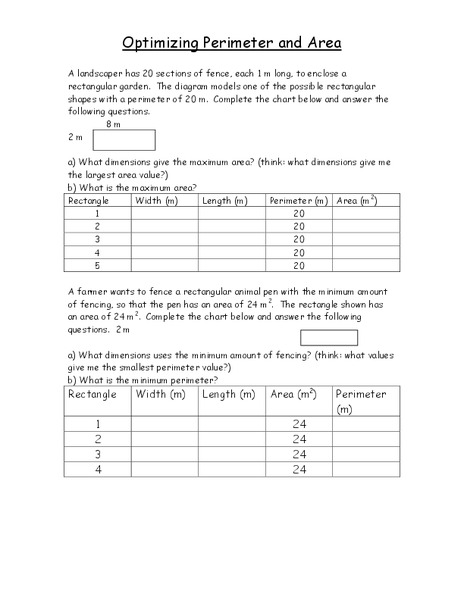 Optimizing Perimeter and Area Organizer