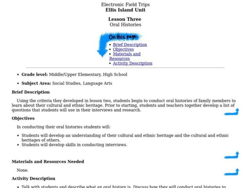 Oral Histories Lesson Plan