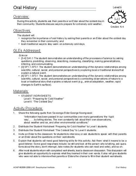 Oral History Lesson Plan