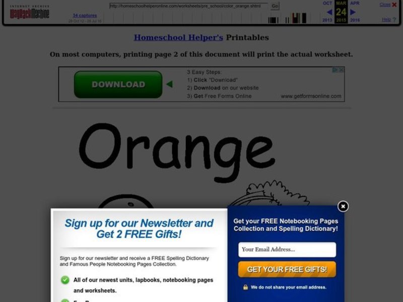 Orange Worksheet