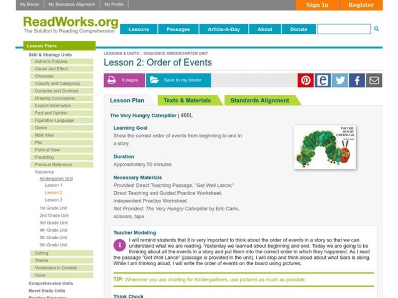 Order of Events Lesson Plan