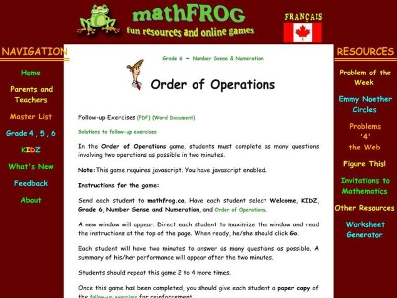 Order of Operations Lesson Plan