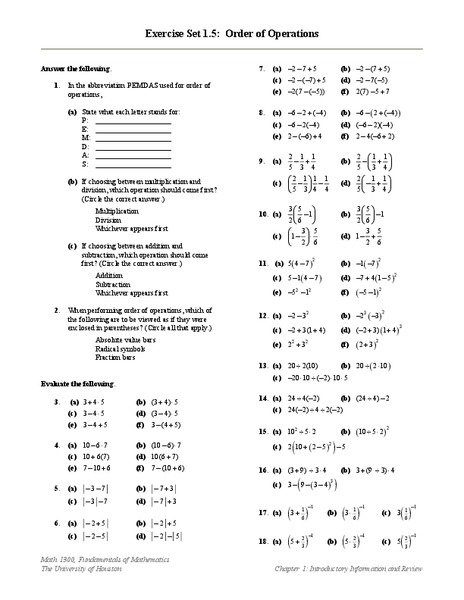 Order of Operations Lesson Plan
