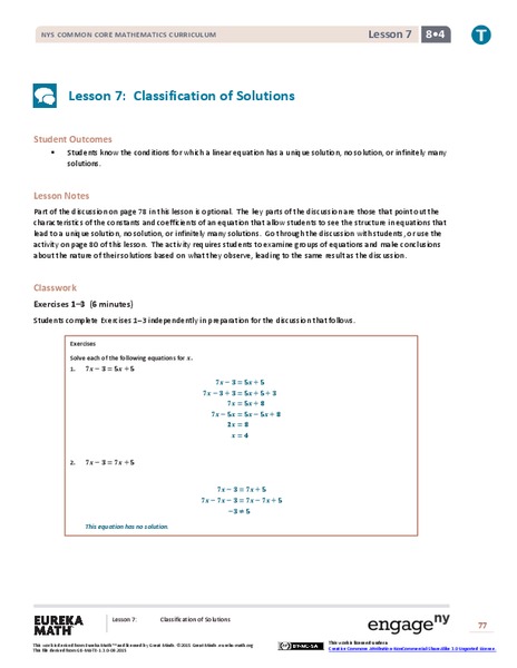 Classification of Solutions Lesson Plan