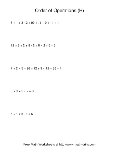 Order of Operations H Lesson Plan