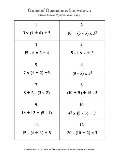 Order of Operations Showdown Lesson Plan