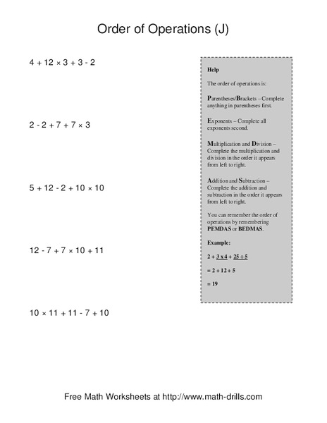 Order of Operations J Lesson Plan