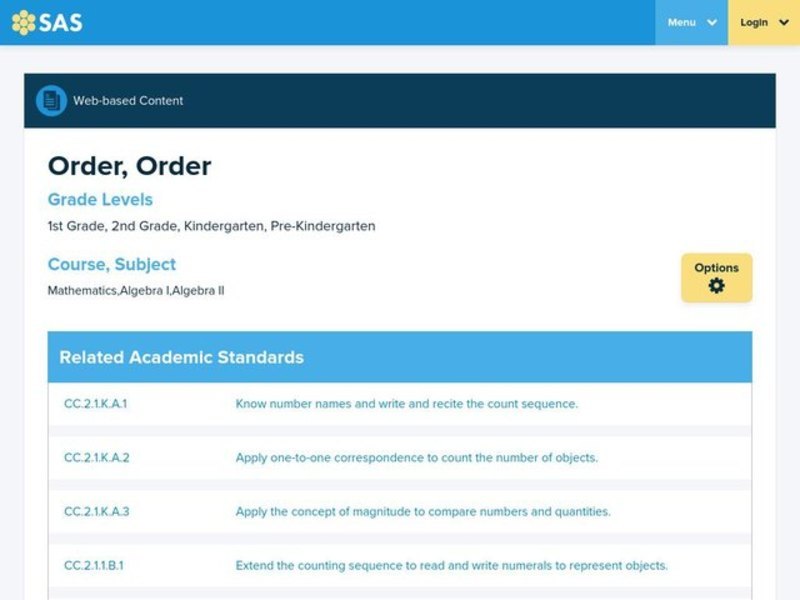 Order, Order Lesson Plan