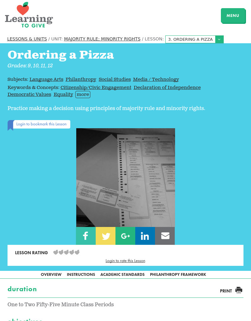 Ordering a Pizza Lesson Plan