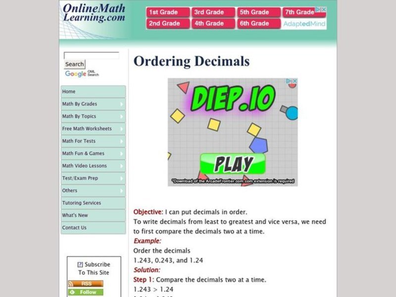Ordering Decimals Interactive