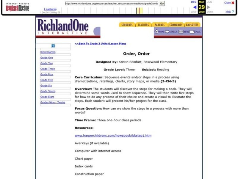 Order, Order Lesson Plan