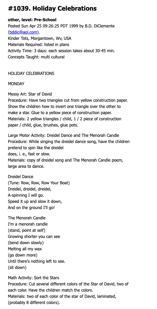 Holiday Celebrations Lesson Plan