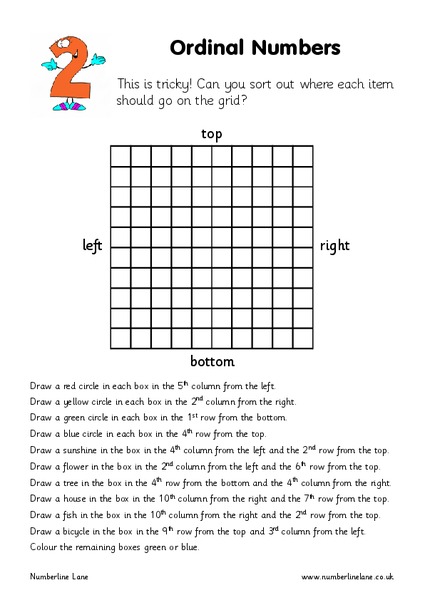 Ordinal Numbers Worksheet