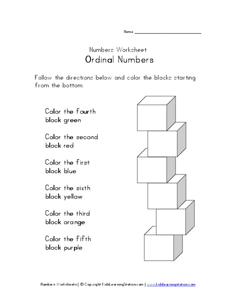 Ordinal Numbers 3 Worksheet